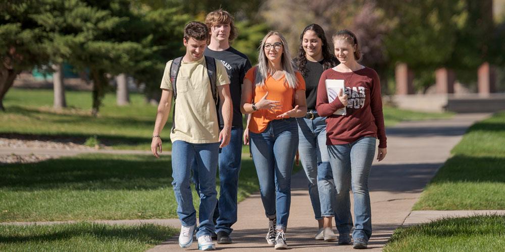 Students walking on campus